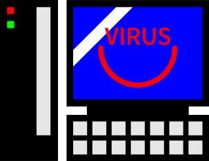 ウイルスに感染したコンピューターの絵