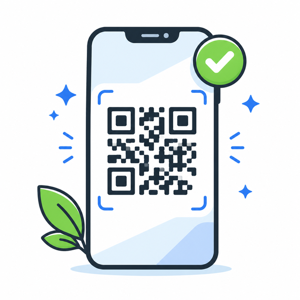 スマートフォンでQRコードを読み取るイラスト